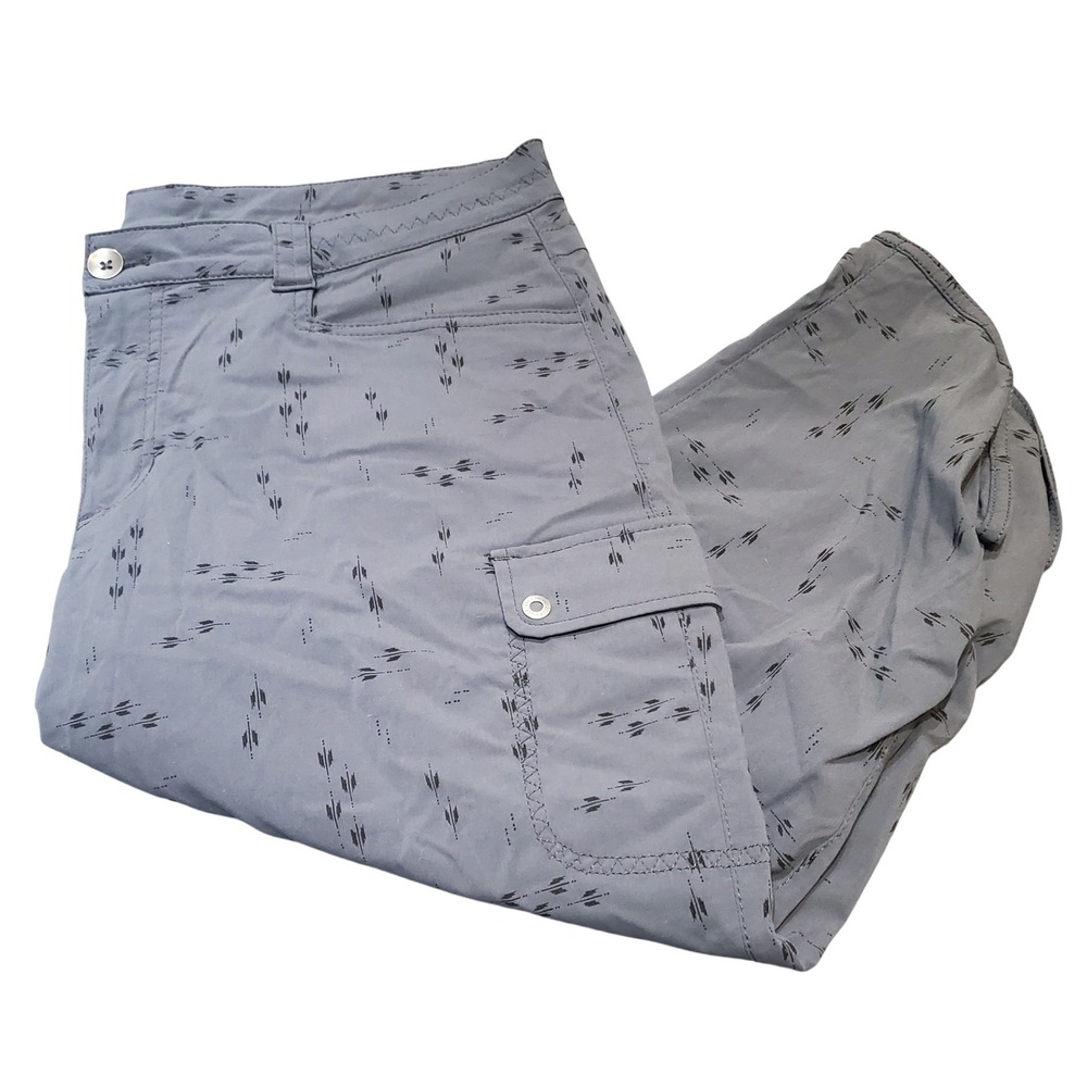Eddie Bauer Light Gray Printed Cargo Capris